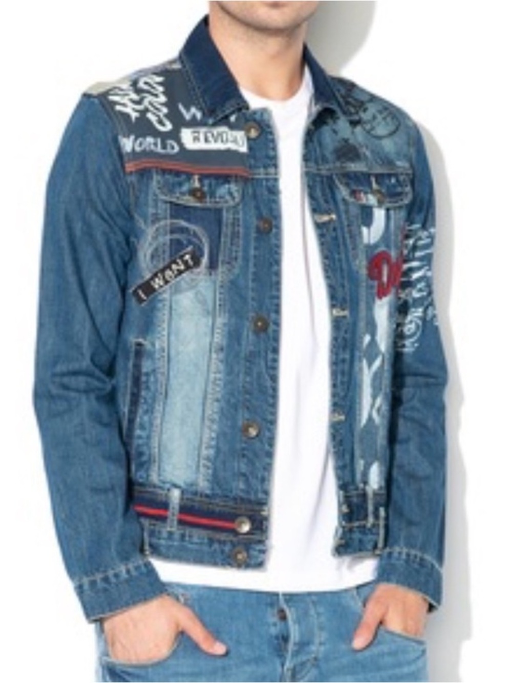 Desigual Marzo Graphic Denim Jacket Small